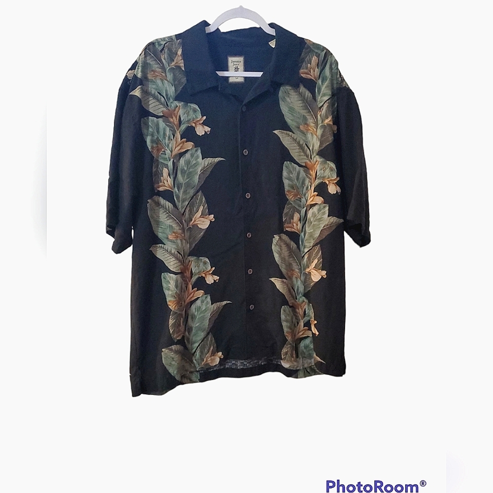 Jamaica Jaxx 100% Silk Shirt/ Tropical Shirt/ Mens Button Down Shirt/ Size XXL